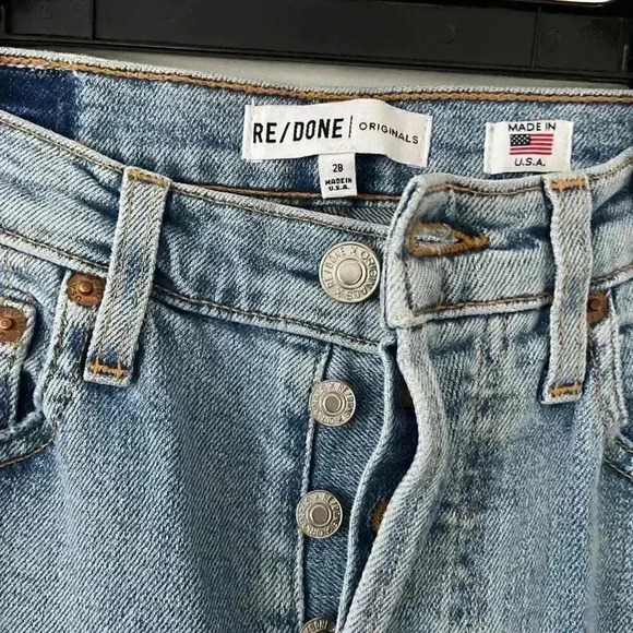 NWOT RE / DONE Comfort Stretch High Rise Stove Pipe Denim in Cloudy Blue Sz 28 - Picture 5 of 7